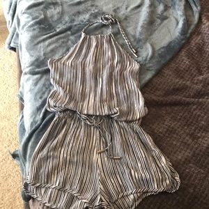 Romper, blue and white striped